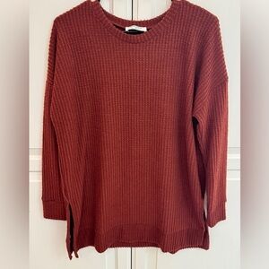 Zenana Outfitters Rust Orange Crew Neck Fuzzy Sweater oversized S